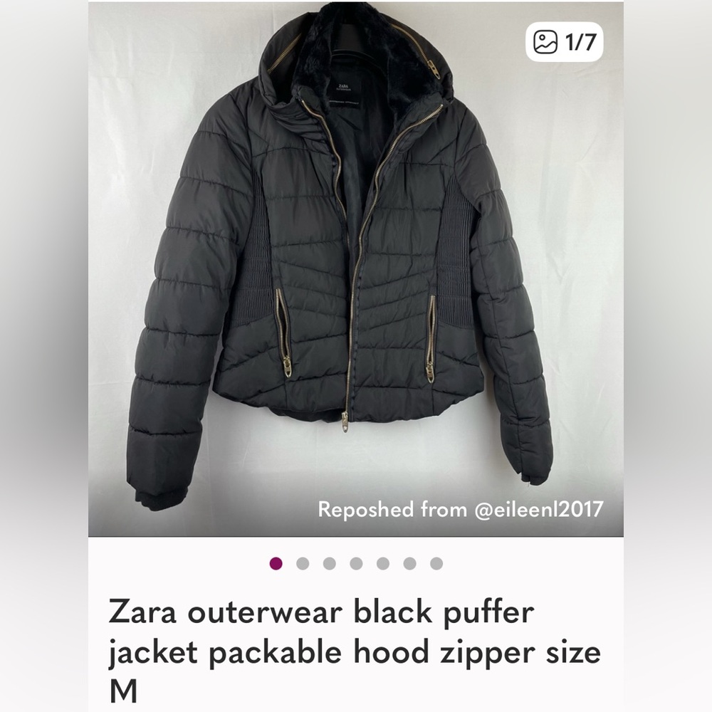 Zara Women's Black Quilted Puffer Coat